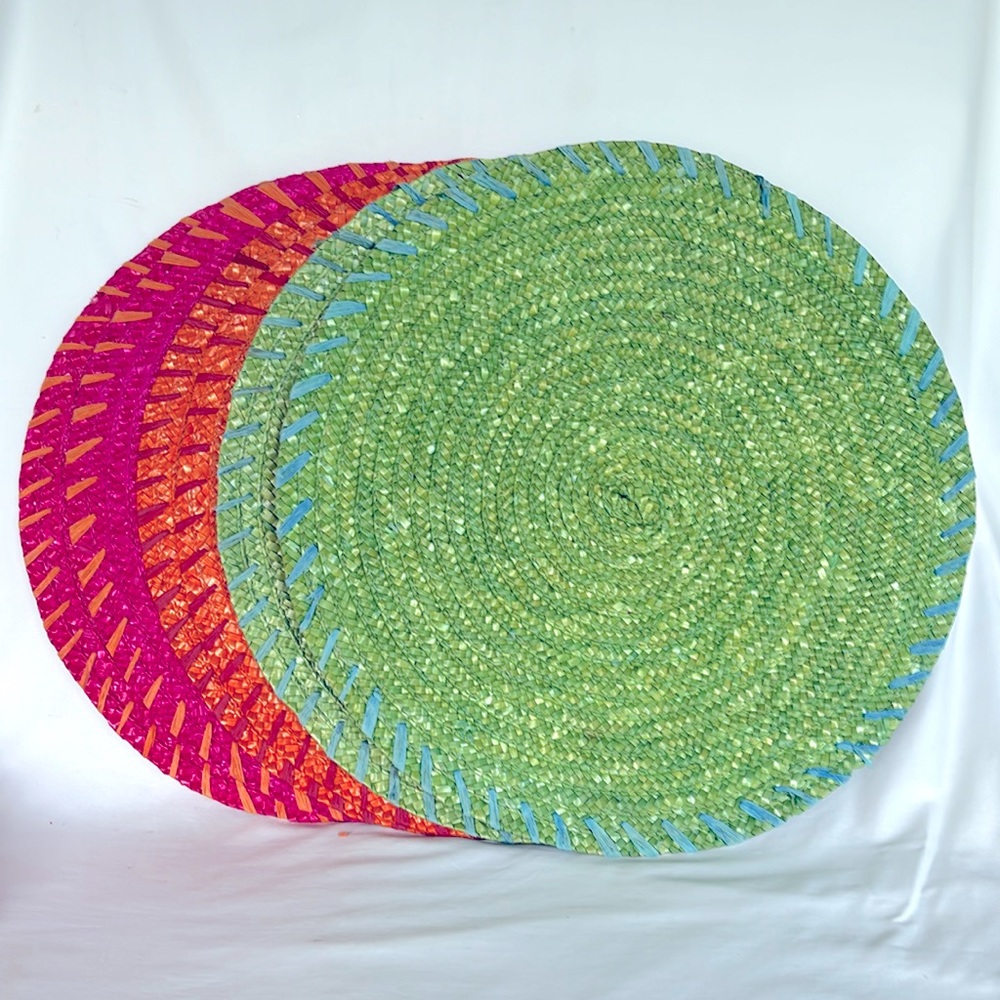 6Pack Slightly Used Colorful Braided Table Mat 15.5”
